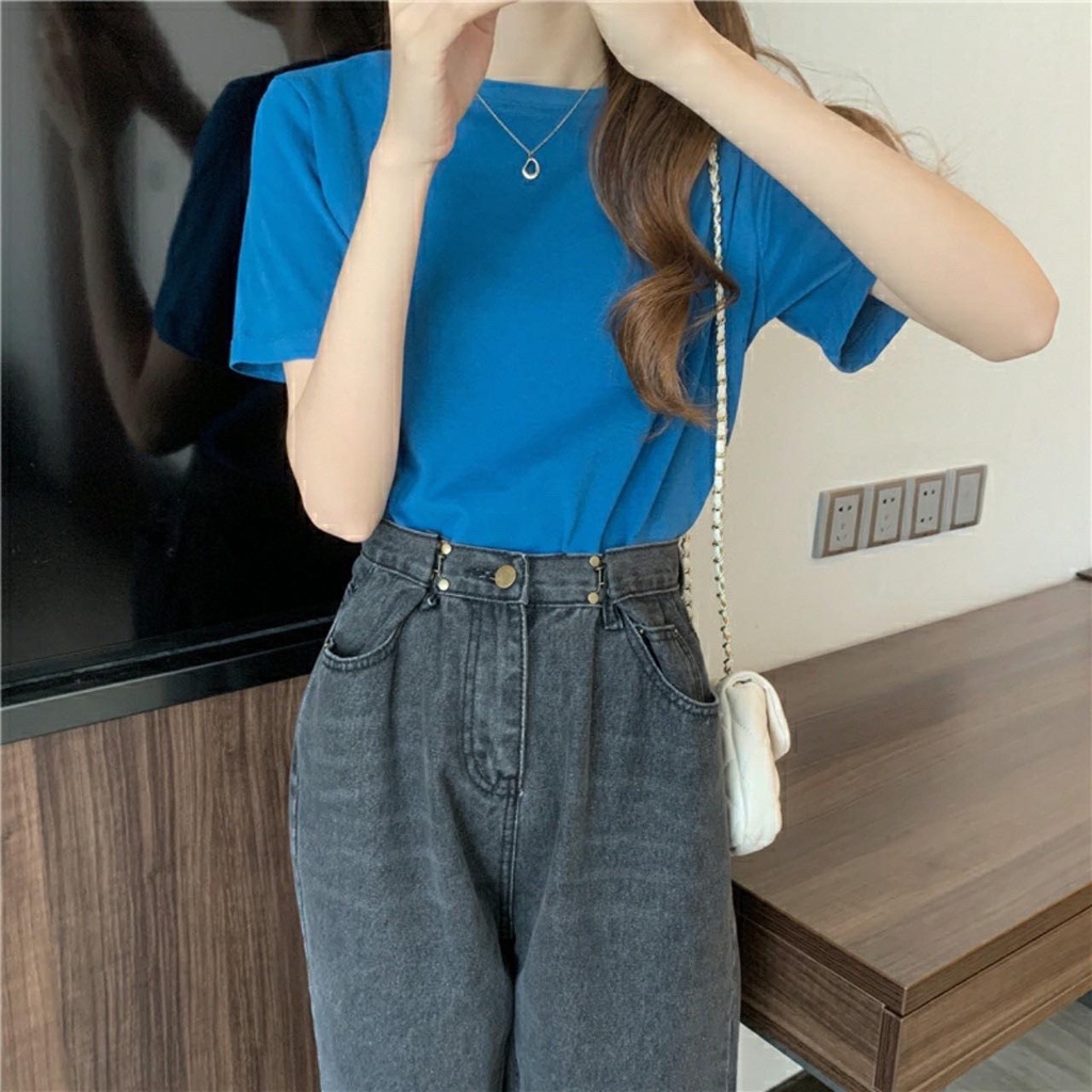 Áo thun cotton nữ trơn basic ALICE, Áo phông trơn Hàn Quốc năng động