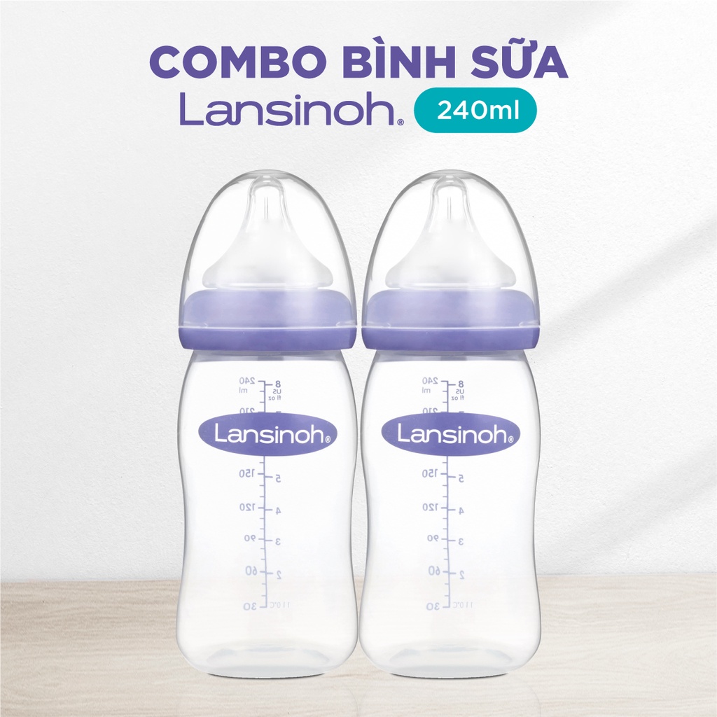Combo 2 Bình Sữa Cổ Rộng Lansinoh 240ml