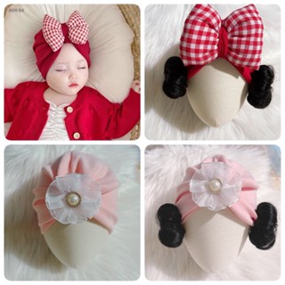 [3-10kg] Mũ / nón turban nơ xinh kèm tóc giả cho bé gái
