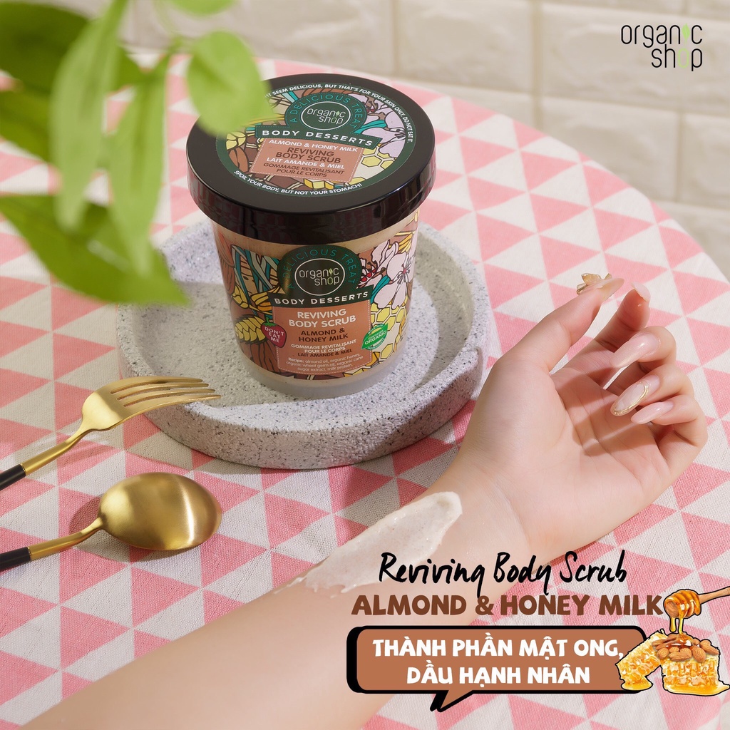 Tẩy tế bào chết body ORGANIC SHOP tẩy da chết toàn thân giúp cải thiện làn da mịn màng, tươi sáng, dưỡng ẩm da  450ml