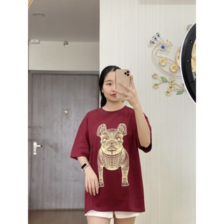 Áo phông freesize unisex họa tiết động vật in nổi, chất liệu cotton thoáng mát thấm hút mồ hôi.