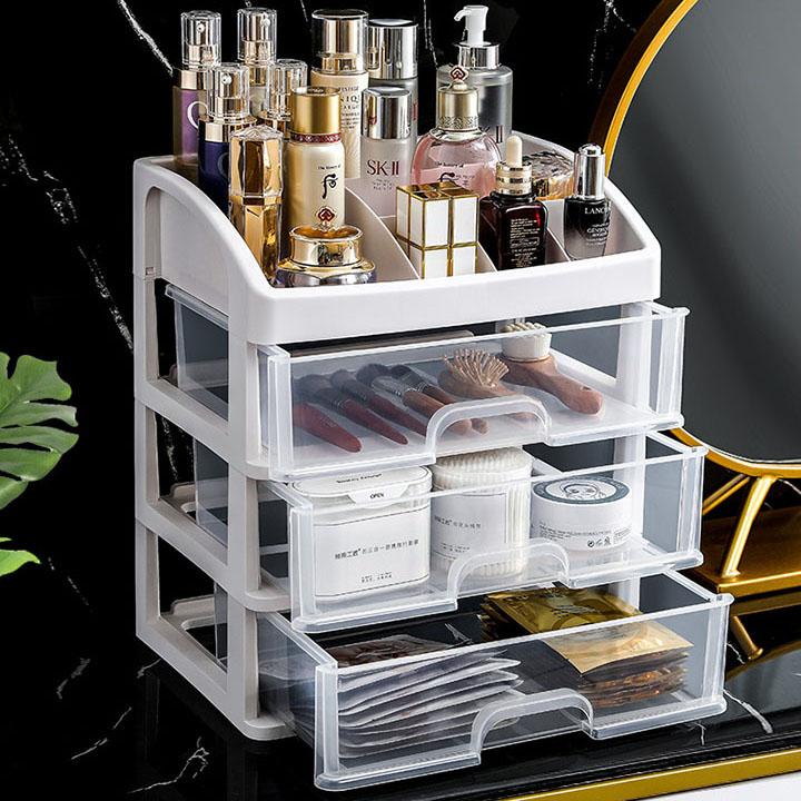 Kệ Đựng Mỹ Phẩm Trong suốt DaiSy – Tủ Kệ Khay Để Đồ Trang Điểm Đựng Đồ Makep 4 Tầng Để Bàn