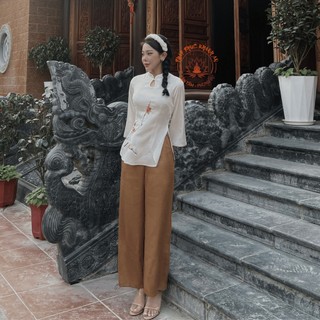 Pháp Phục Thêu Hoa Đào Lụa Nhật Cao cấp Pháp Phục Khánh An