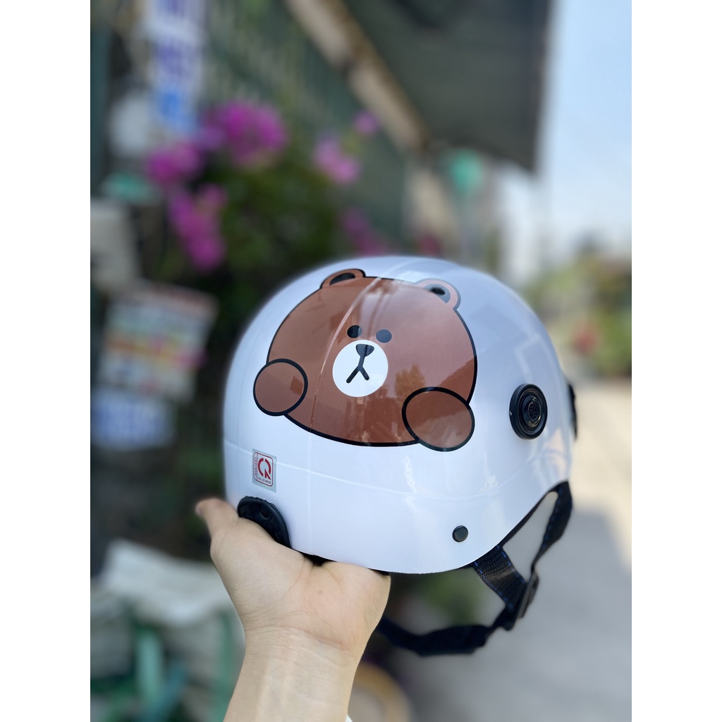 Nón bảo hiểm 1/2 đầu có in hình thú BRICK