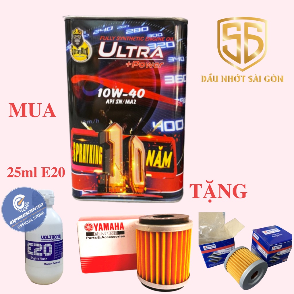 Mua Nhớt Sprayking Ultra 10W40 Tặng Súc động cơ, Lọc Nhớt yamaha , suzuki