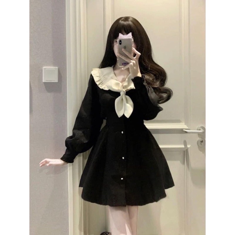 Đầm Thuỷ Thủ Ulzzang - Kèm ảnh thật, váy đầm công chúa,dự tiệc, tiểu thư, nàng thơ, sang chảnh