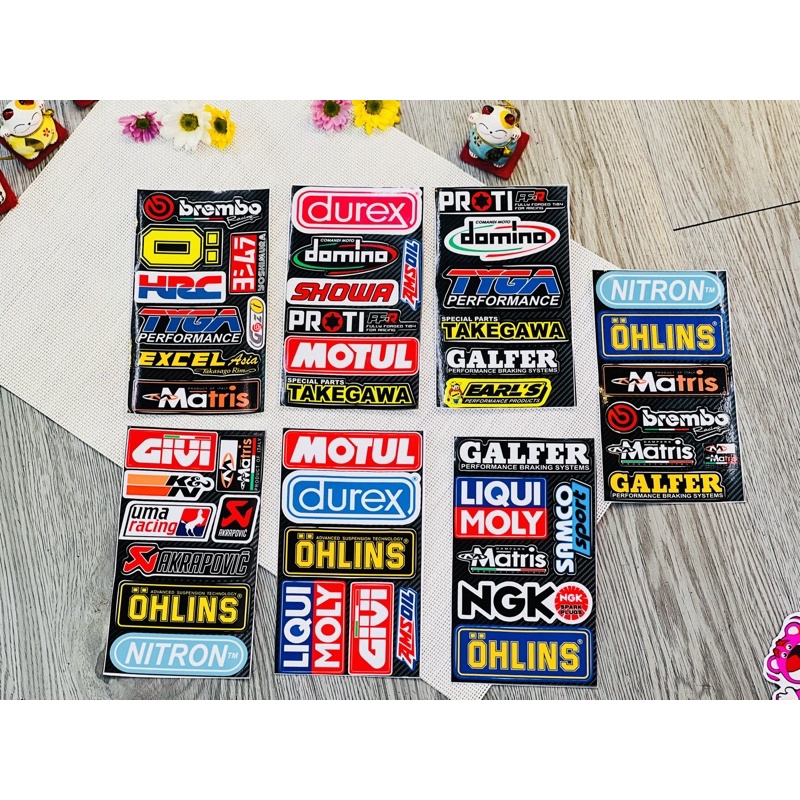 Sét Tem Sticker Decal nhiều nhản hiệu phong phú cho ae Dán Trang Trí Xe