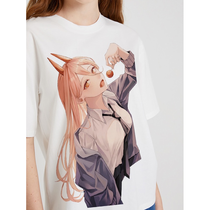 Áo Thun In Hình Waifu Power Chainsaw Man Unisex Nam Nữ