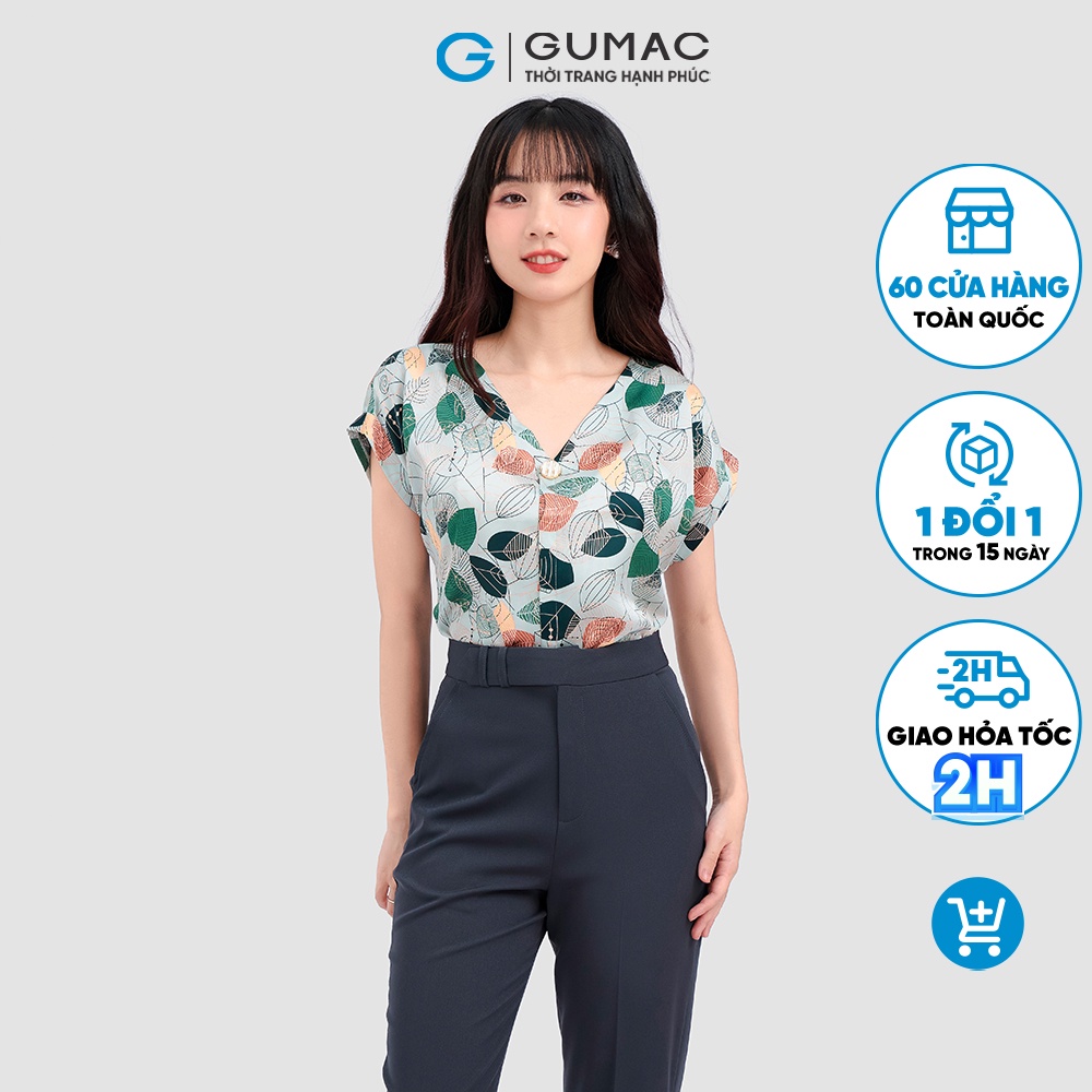 Áo kiểu tay liền phối nút GUMAC LA1009