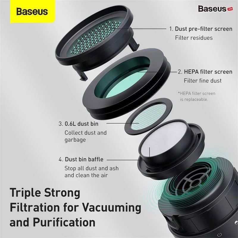 Máy hút bụi mini cầm tay Baseus C1 Capsule Vacuum Cleaner