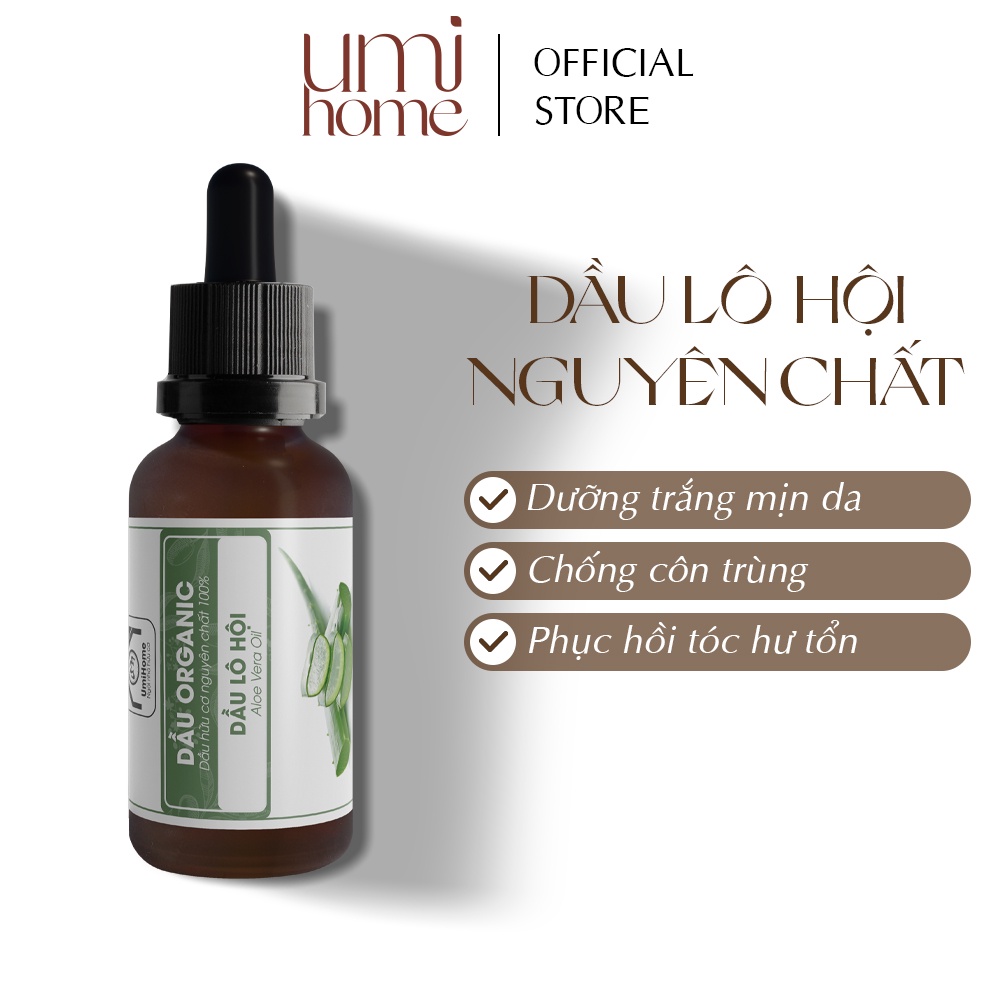 Dầu Lô Hội giúp sáng mịn, dưỡng ẩm phục hồi da UMIHOME nguyên chất | Aloe vera oil 100% Organic 10ML