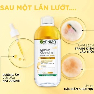 Tẩy trang Micellar Garnier Vàng 400ml