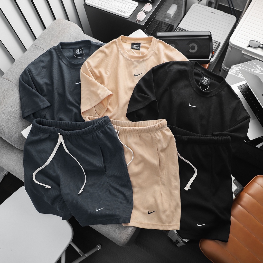 Set thể thao unisex chất liệu cotton dệt tổ ong, form rộng, mềm mại, thấm hút tốt SET11