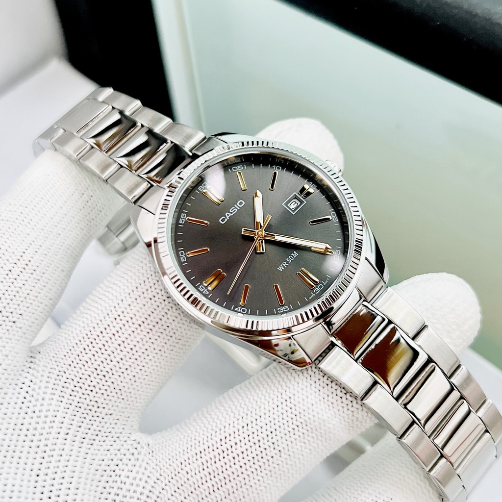 Đồng hồ đôi nam nữ dây thép Casio MTP 1302D 1A2