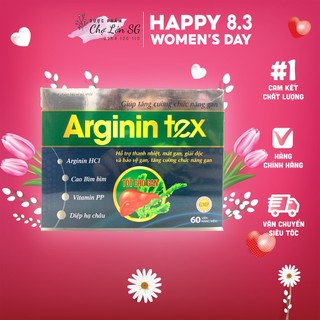 Viên uống mát gan arginin tex giảm tổn thương gan do bia rượu - hộp 60 viên