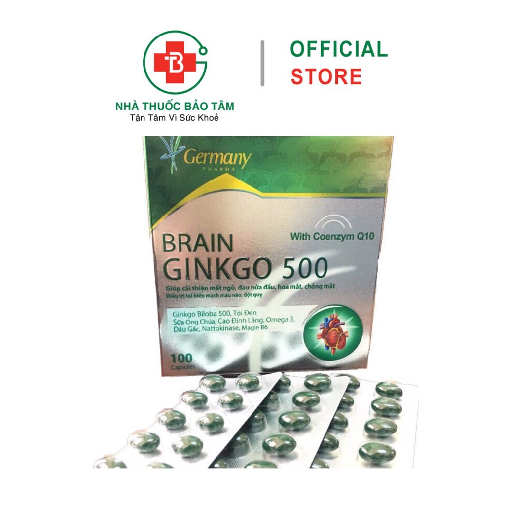 Viên uống BRAIN Ginkgo 500 - Giúp Hoạt Huyết, Tăng Cường Lưu Thông Máu