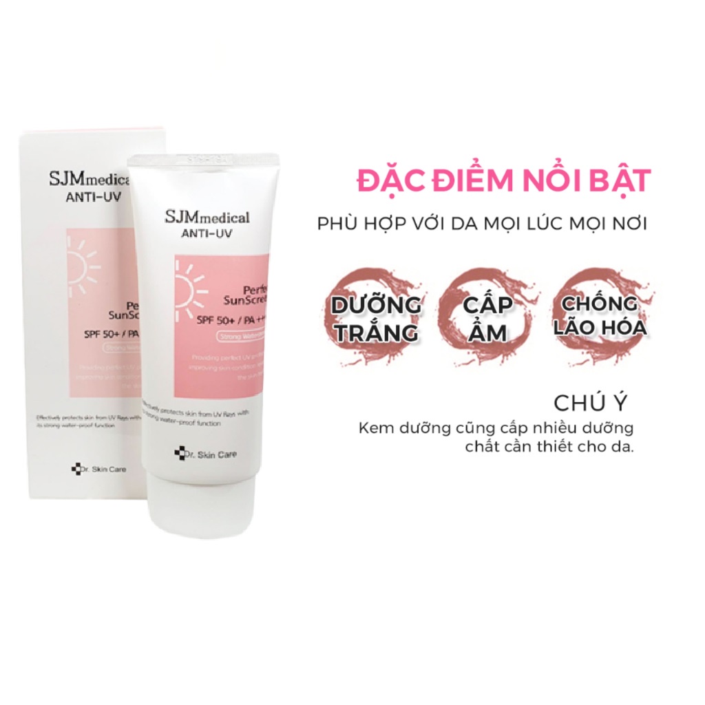 Kem Chống Nắng SJM Medical Anti-UV Sunscream Chống Nước Nâng Tone Da Dành Cho Da Khô, Da Thường 60ml