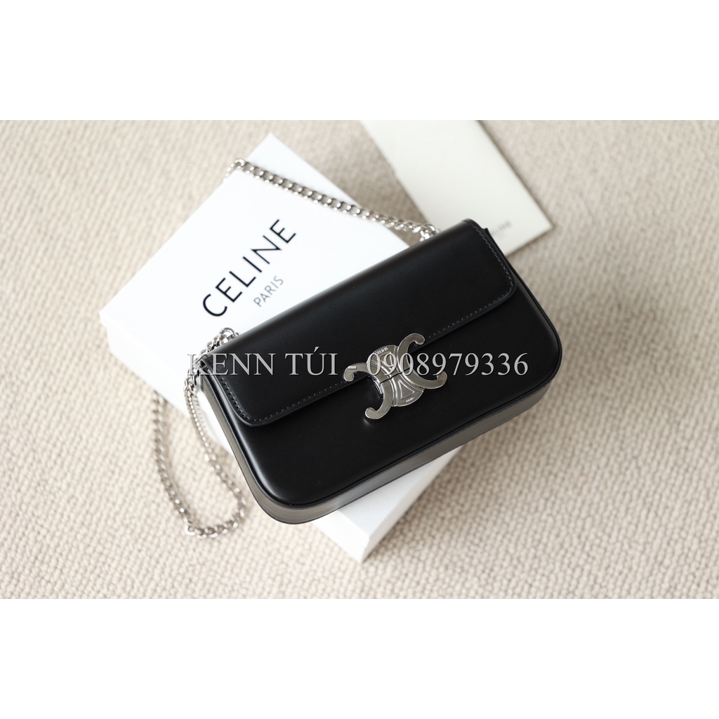 Túi kẹp nách đeo vai khóa bạc Ce.line 20cm hàng fullbox