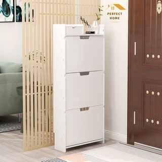 Tủ giầy gỗ nhựa 3 tầng 1 lớp cánh trơn chứa 6 đến 9 đôi giày dép, kệ tủ đựng giày lắp ghép thông minh perfect home