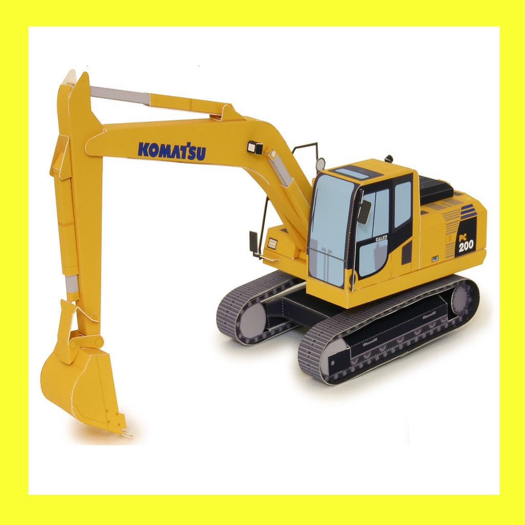 Mô hình handmade bằng giấy - Các loại xe công trường (Construction vehicles) (Tặng kèm 1 tấm decal "money chibi")