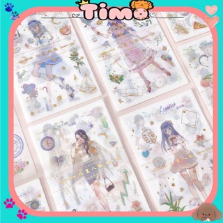 Sticker Anime Hình Dán Cute Trong Suốt Dễ Thương Dán Sổ Tay Cô Bé Timo ST12