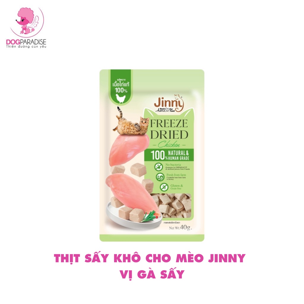 Thịt Sấy Khô Cho Mèo Jinny Sản Xuất An Toàn Hương Vị Gà Gàn Bò Thơm Ngon Giàu Chất Dinh Dưỡng Túi 40g