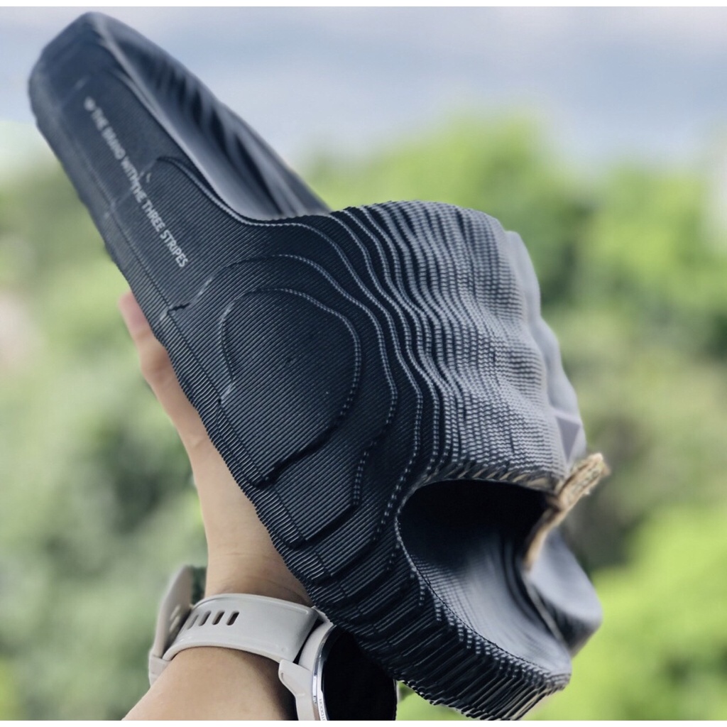 Dép ADILETTE 22 chống nước - Freeship + Box + Form chuẩn - Dép đúc DAS nguyên khối quai ngang nam nữ cực chất,màu đen