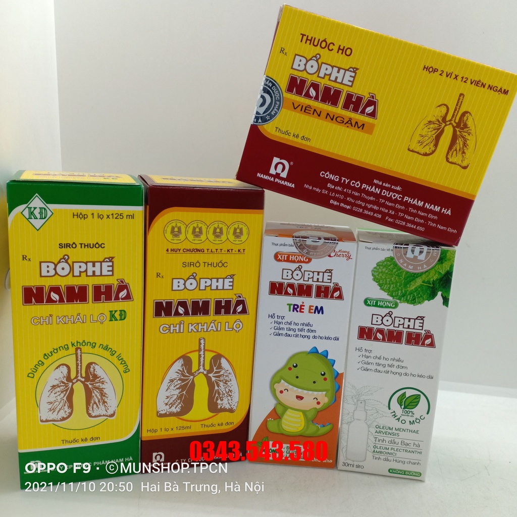 Bộ sản phẩm BỔ PHẾ NAM HÀ - Hỗ trợ giảm ho, giảm đờm, giảm đau rát họng