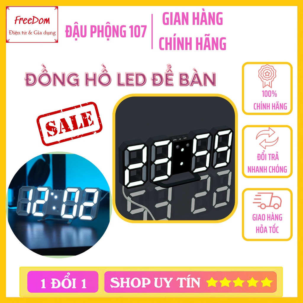 Đồng hồ LED để bàn làm việc, treo tường thông minh TN828 nhiều chức năng báo thức, nhiệt độ, cảm biến âm thanh