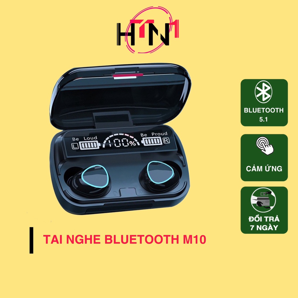 Tai Nghe Bluetooth Không Dây M10 DTN Bản Nâng Cấp Pin Trâu, Nút Cảm Ứng Tự Động Kết Nối Chống Nước Chống Ồn