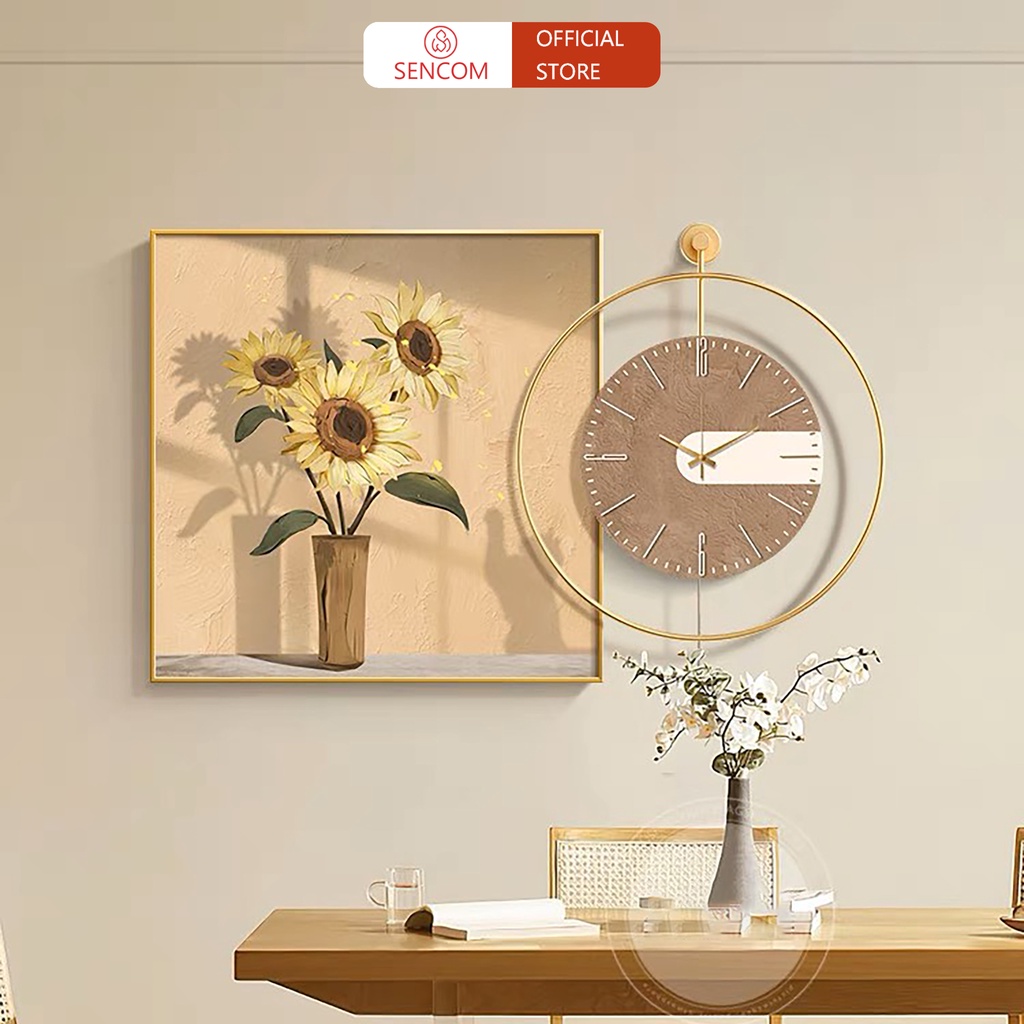 Đồng Hồ Tráng Gương Điện Led Cao Cấp Tranh Treo Tường Độc Đáo SENCOM, Tranh Trang Tri Decor PHong Cách Bắc Âu - LG08