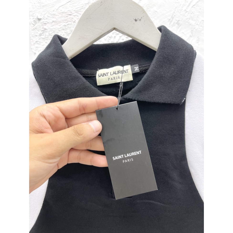 Áo Polo Sain Laurent Teddy Phối Vai Vải Cá Sấu Cotton 100% The.Laz