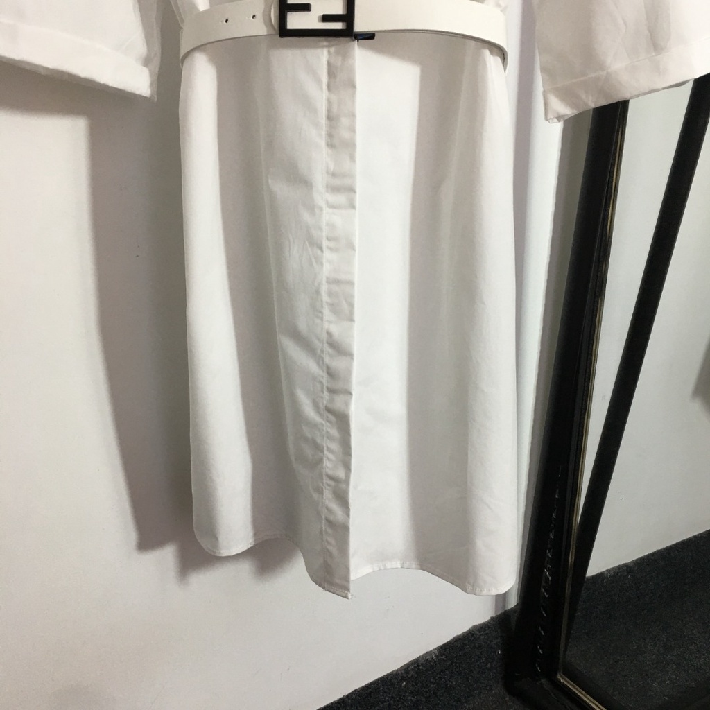 Váy sơ mi ngắn tay thắt eo nữ Fendi FD thiết kế thanh lịch