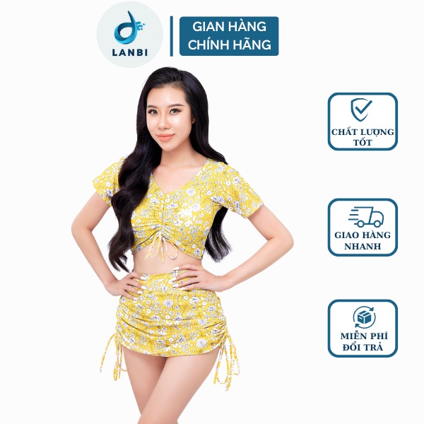 Đồ Bơi Nữ Bikini Lanbishop Hai Mảnh Áo Rút Ngực Quần Rút Dây Hai Bên Hông Dễ Thương Lanbi 103