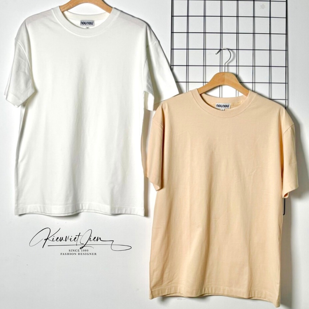 ÁO THUN TRƠN NOUNOU 100% SỢI COTTON THOÁNG MÁT, ÁO FORM RỘNG THỜI TRANG PHÙ HỢP VỚI CẢ NAM VÀ NỮ