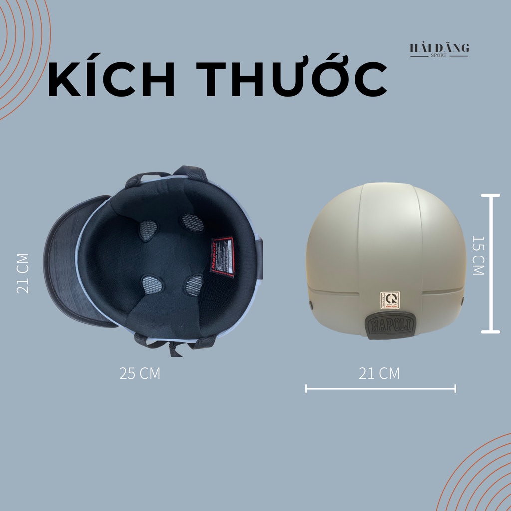 Mũ bảo hiểm 1/2 đầu Sơn Napoli N088 màu nâu nhám - Nón Chất bảo hành 12 tháng