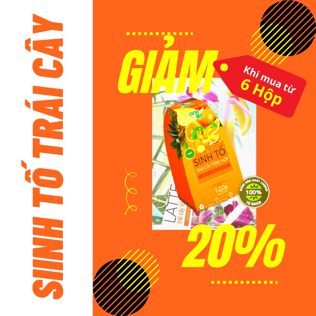 Combo 6 Hộp Sinh tố trái cây Cam, Dứa, Cà rốt ONELIFE - Trái cây tươi nguyên chất 100%