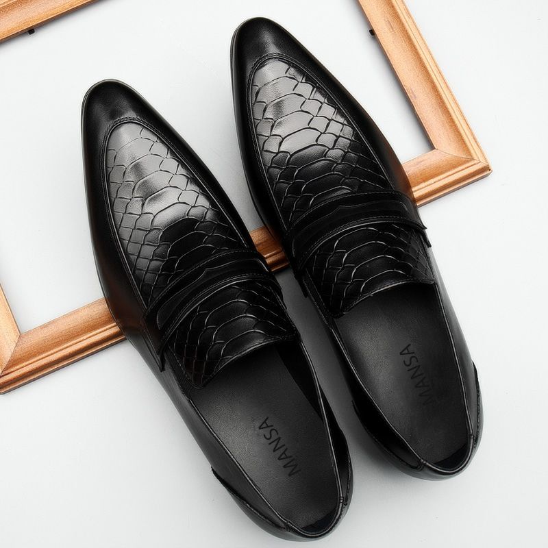 Giày lười nam công sở da bò dập vân cá chép M215