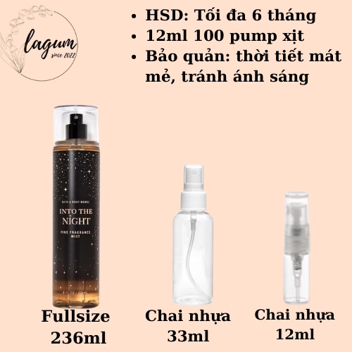Xịt thơm bodymist cơ thể BathandBodyworks 03 mùi mới