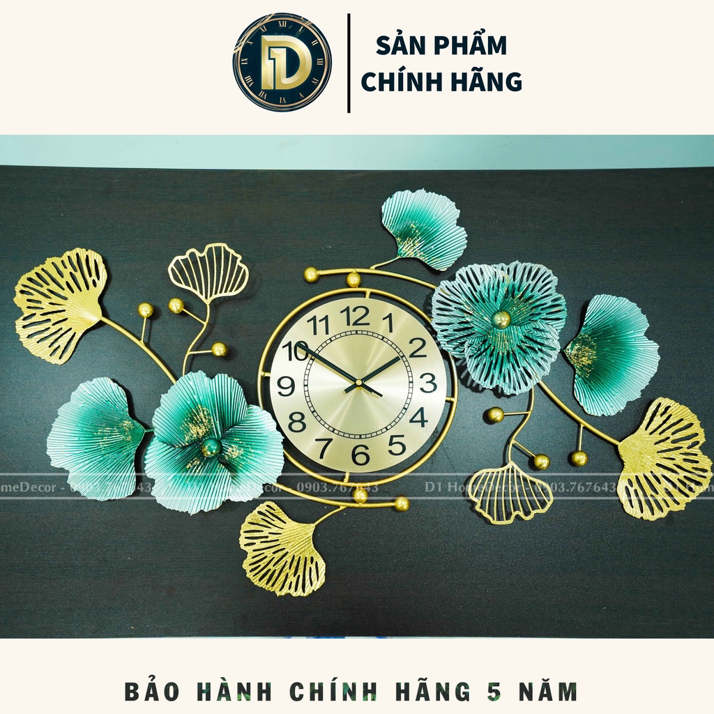 Đồng Hồ Treo Tường Decor Trang Trí Nhà Cửa - Nhập Khẩu Chính Hãng Cao Cấp - Mẫu  Lá Bạch Quả Tài Lộc  - D1HOME - GN11