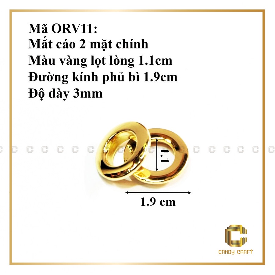 Mắt cáo (ôrê) tán 2 mặt chính - phụ kiện làm túi xách