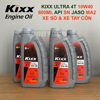 Nhớt Kixx 10W40 800mL tổng hợp hoàn toàn nhập khẩu Hàn Quốc sử dụng cho xe số xe tay côn