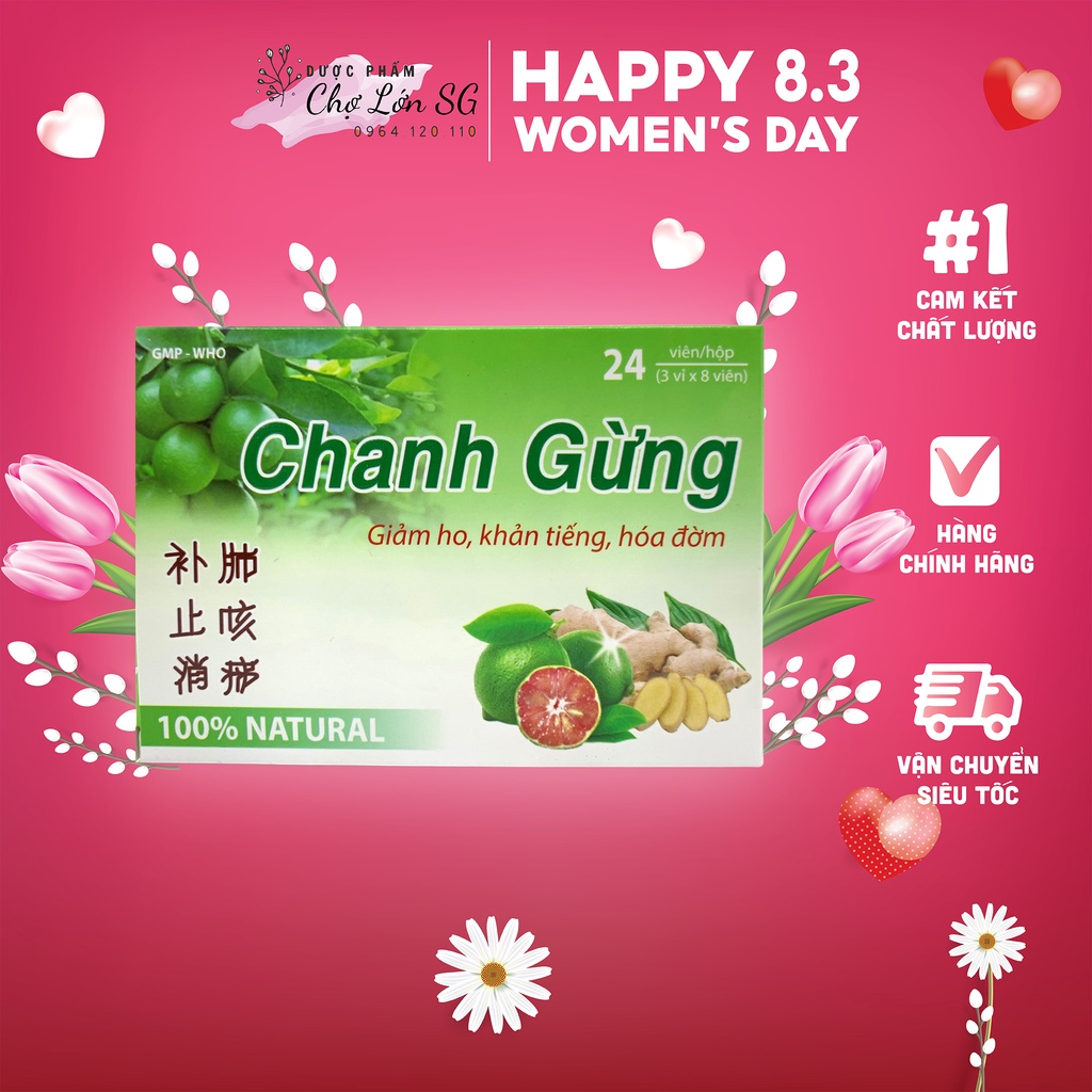 [CHÍNH HÃNG] Viên ngậm Chanh gừng MEDIUSA Giảm ho khản tiếng – hộp 24 viên