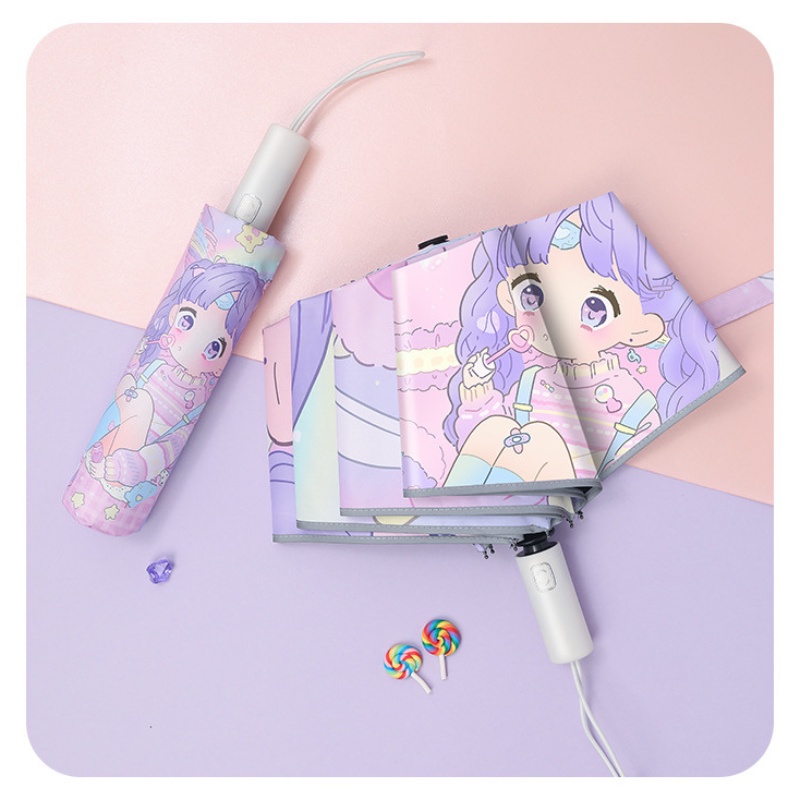 Ô Dù Che Mưa  Nắng Tự Động Cao Cấp Chống Thấm Nước Gấp Gọn Cao Cấp,Ô Dù Họa Tiết Hoa Quả Hoạt Hình Cute