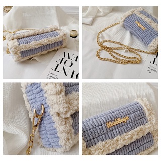 Túi len tự đan phối màu, túi handmade tự đan