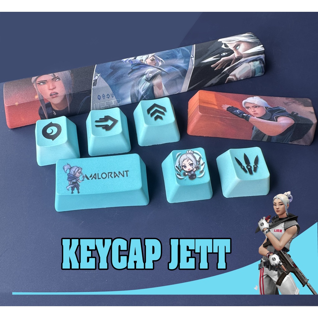 Bộ 8 phím Keycap VALORANT. Tặng Móc khóa Valorant, Hộp đựng và phím ESC Spay siêu dễ thương