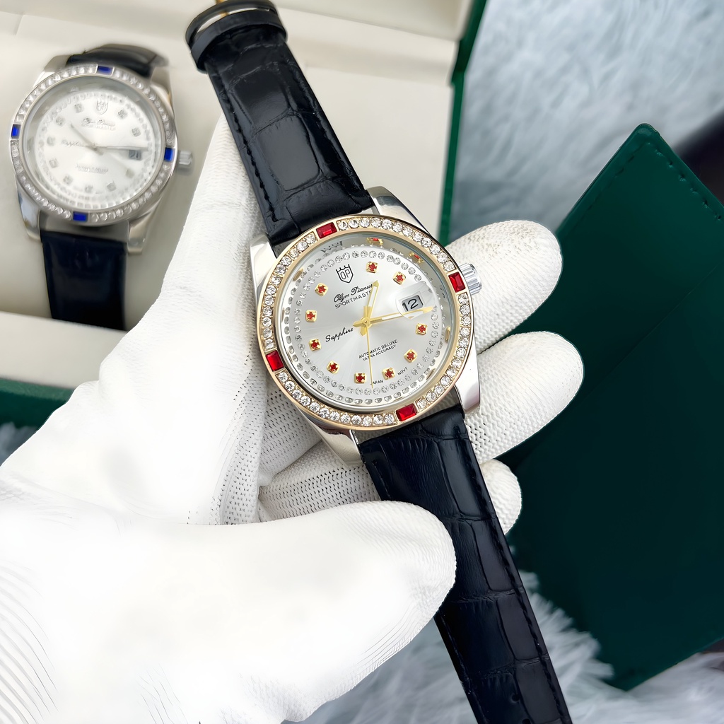 Đồng Hồ - Đồng Hồ Nam Olympianus - Dây Da Cao Cấp - Máy Pin Kim Trôi  - Bảo Hành 12 Tháng