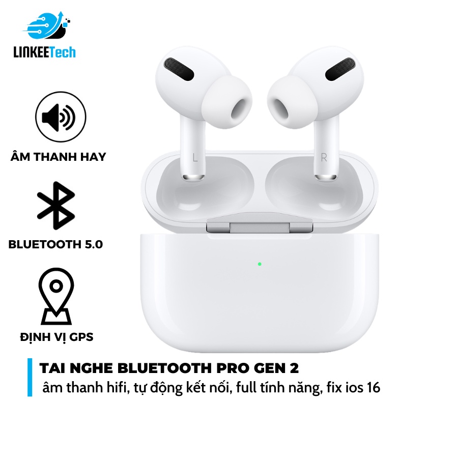 Tai Nghe Bluetooth Không Dây Pro Gen 2 Âm To Mic Rõ Pin Trâu Cảm Ứng Chạm Định Vị Đổi Tên- Linkeetech