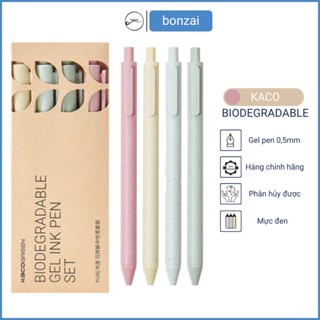 Bộ 4 bút Kaco Pure Phân Hủy Được mực đen ngòi 0,5mm (Hàng Chính Hãng)