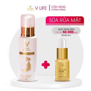 Sữa rửa mặt sinh học V LIFE Biological Cleanser cho da dầu mụn, da khô cấp ẩm cho da 100ml. Tặng serum HA+ 50ml